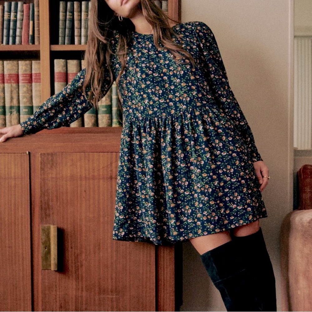 Sézane Andretta Dress Navy Miranda Print